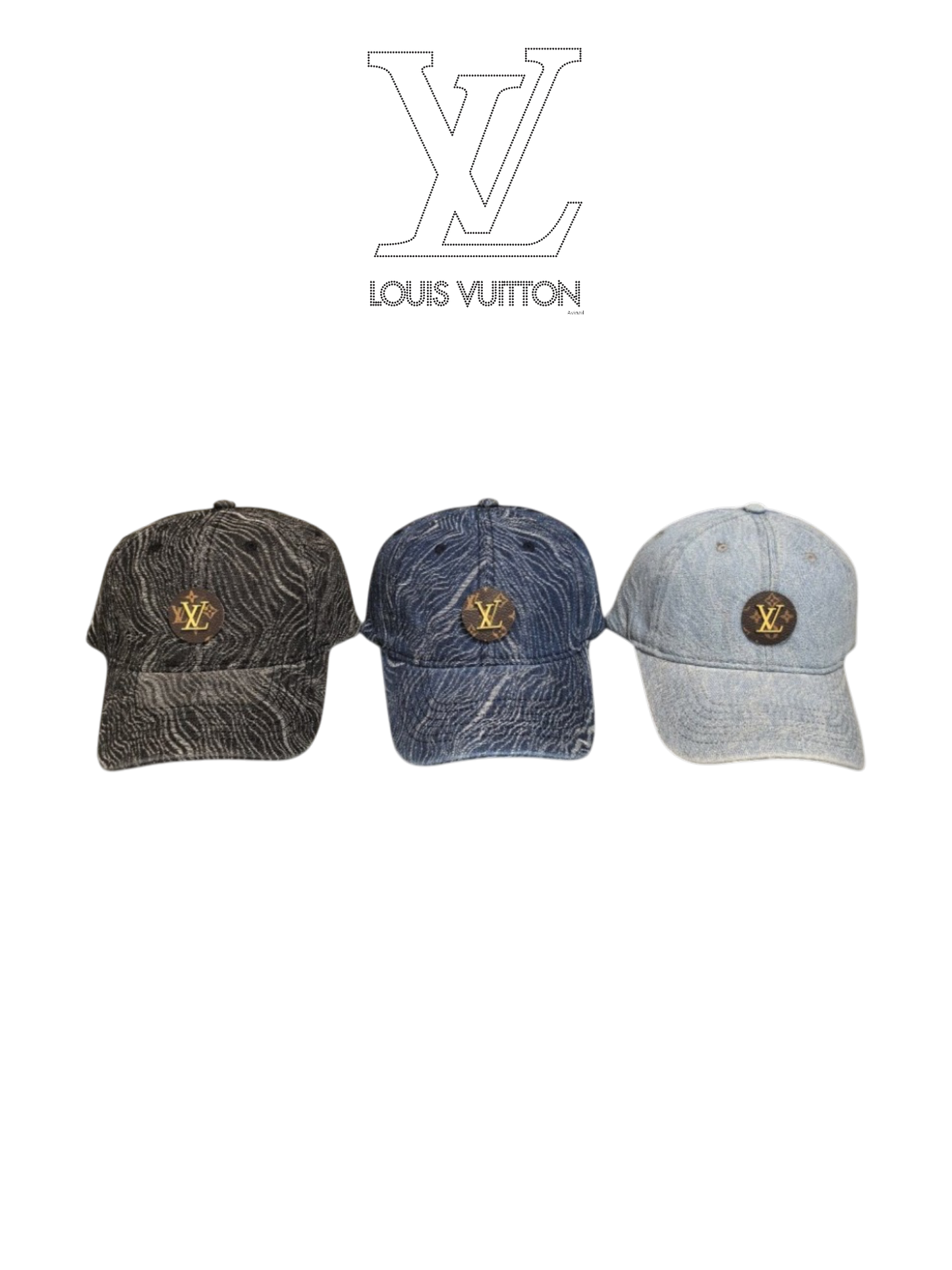 LOUIS VUITTON DENIM LV PATCH BASEBALL CAP – BLACK / BLUE / LIGHT BLUE – 1:1 HIGH END