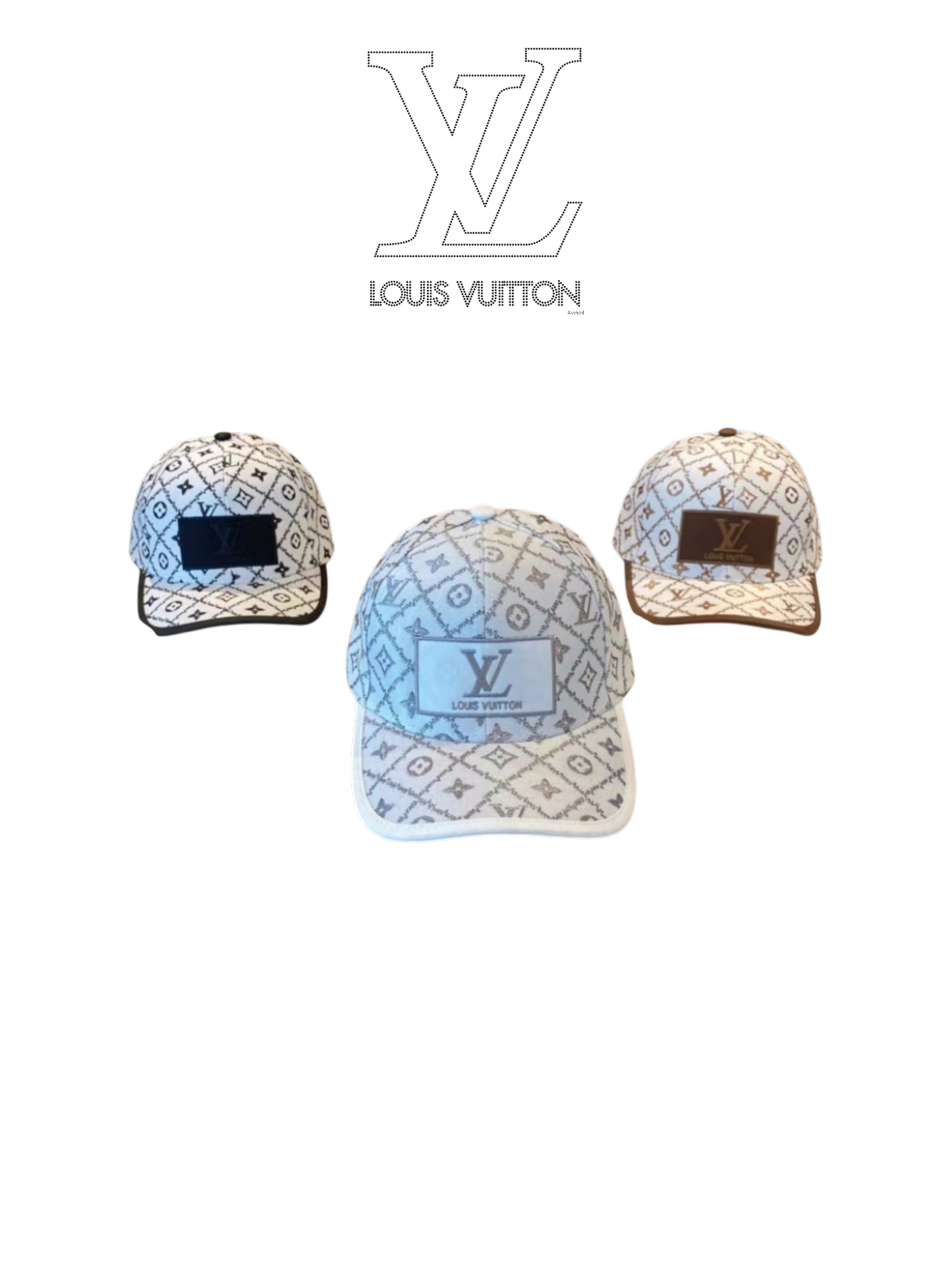 LOUIS VUITTON MONOGRAM PATCH BASEBALL CAP – WHITE / BLACK / BROWN  – 1:1 HIGH END