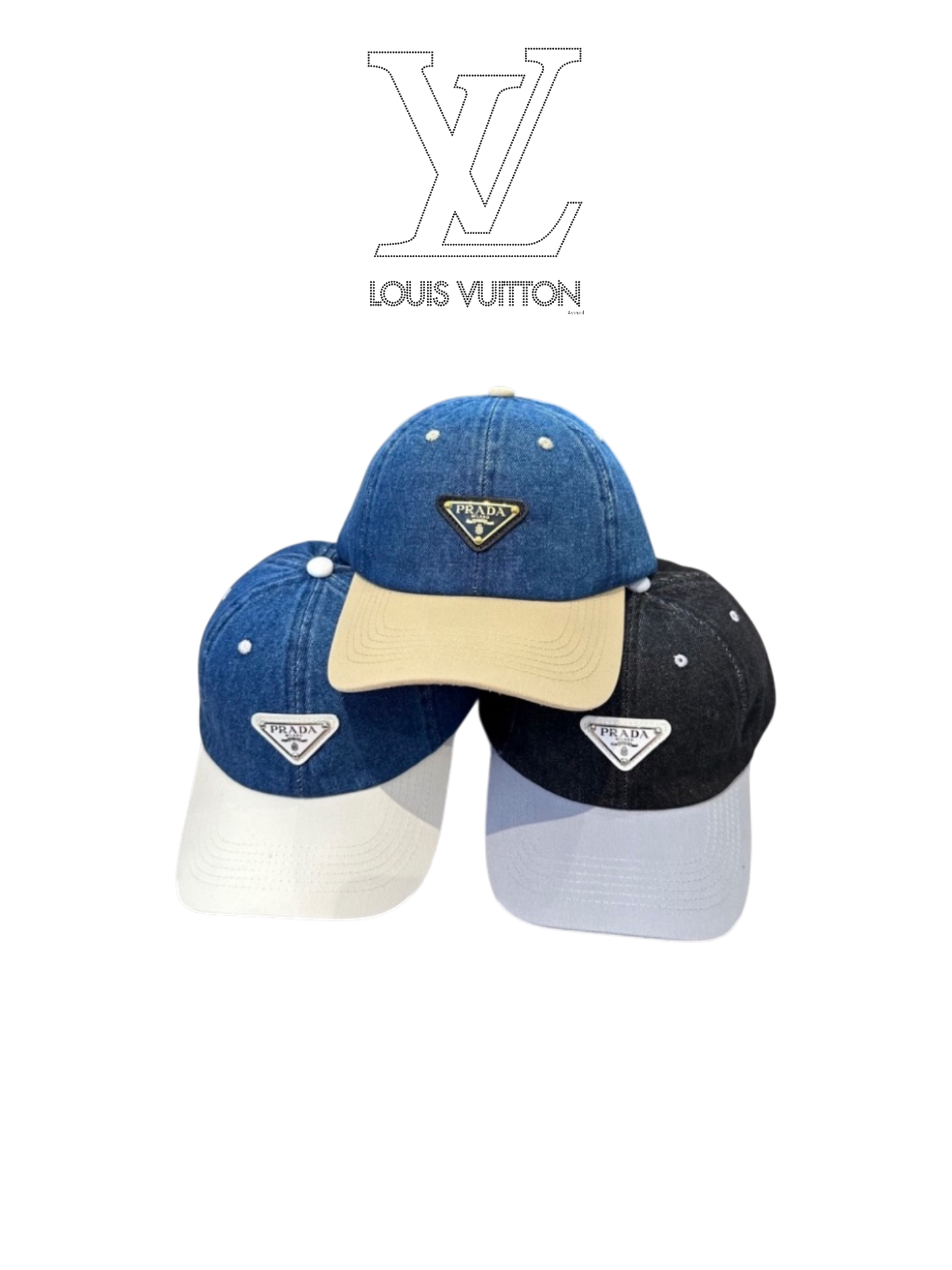PRADA TWO-TONE DENIM BASEBALL CAP – FULL SET – 1:1 HIGH END
