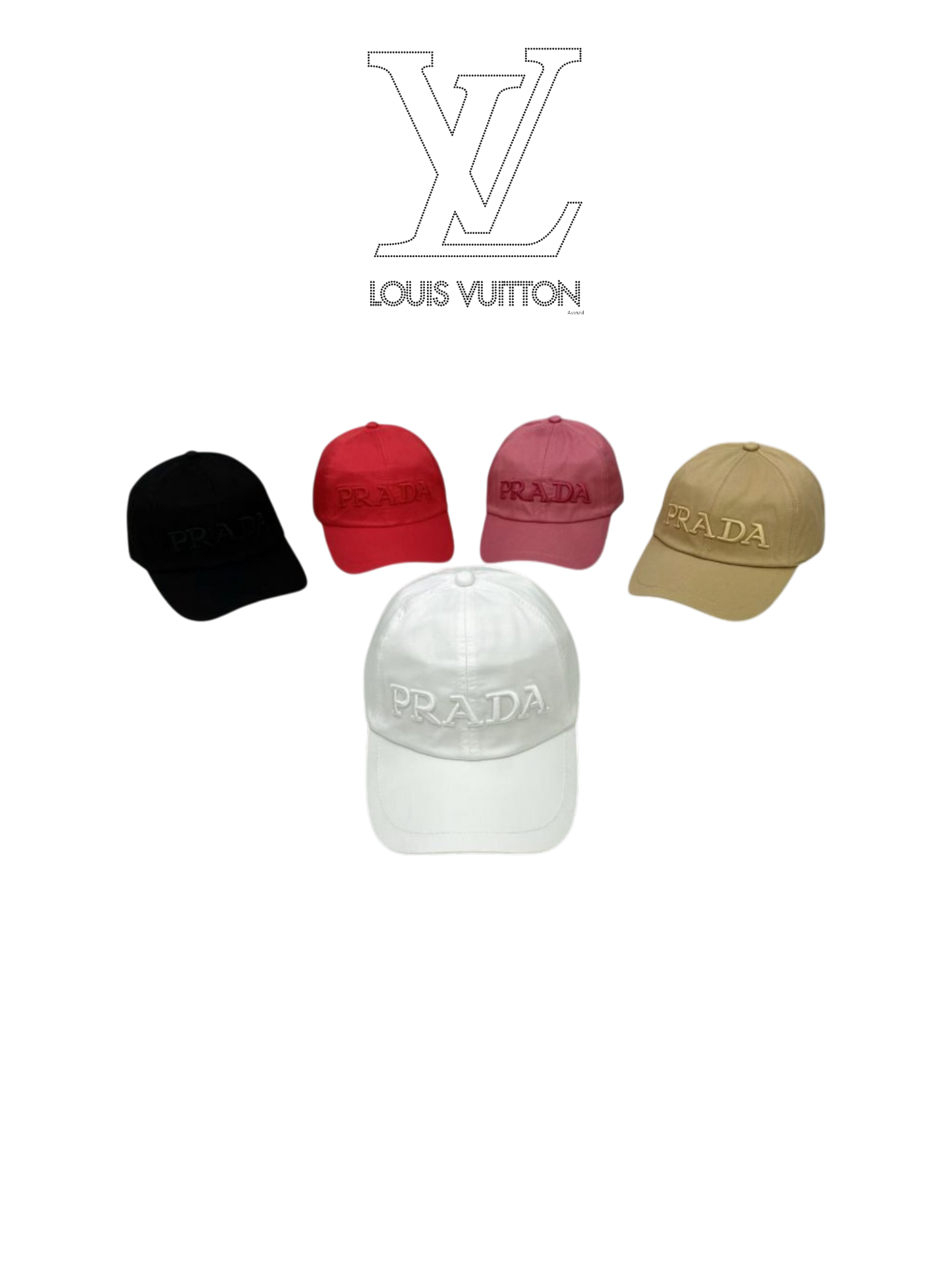 PRADA EMBROIDERED LOGO DRILL BASEBALL CAP – BLACK / RED / PINK / BEIGE / WHITE – 1:1 HIGH END