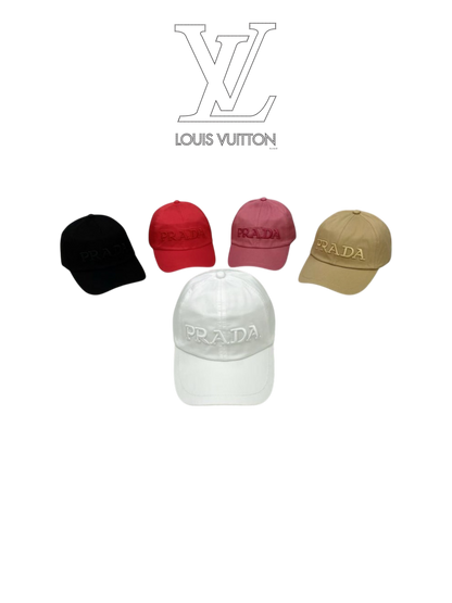 PRADA EMBROIDERED LOGO DRILL BASEBALL CAP – BLACK / RED / PINK / BEIGE / WHITE – 1:1 HIGH END