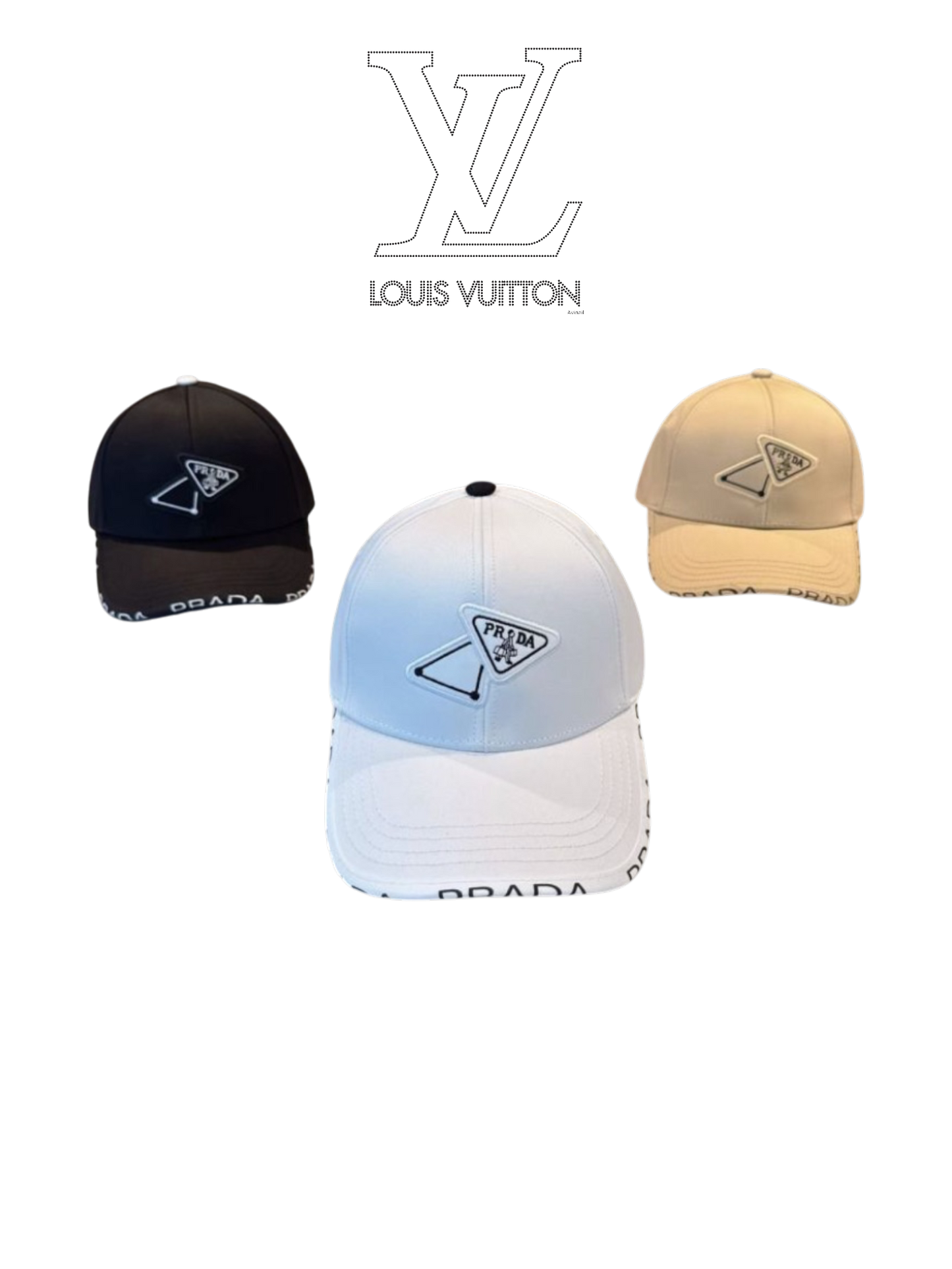 PRADA DOUBLE TRIANGLE LOGO BASEBALL CAP – BEIGE / BLACK / WHITE – 1:1 HIGH END