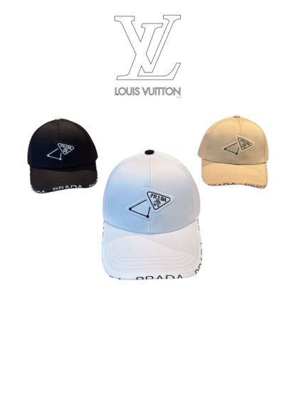 PRADA DOUBLE TRIANGLE LOGO BASEBALL CAP – BEIGE / BLACK / WHITE – 1:1 HIGH END