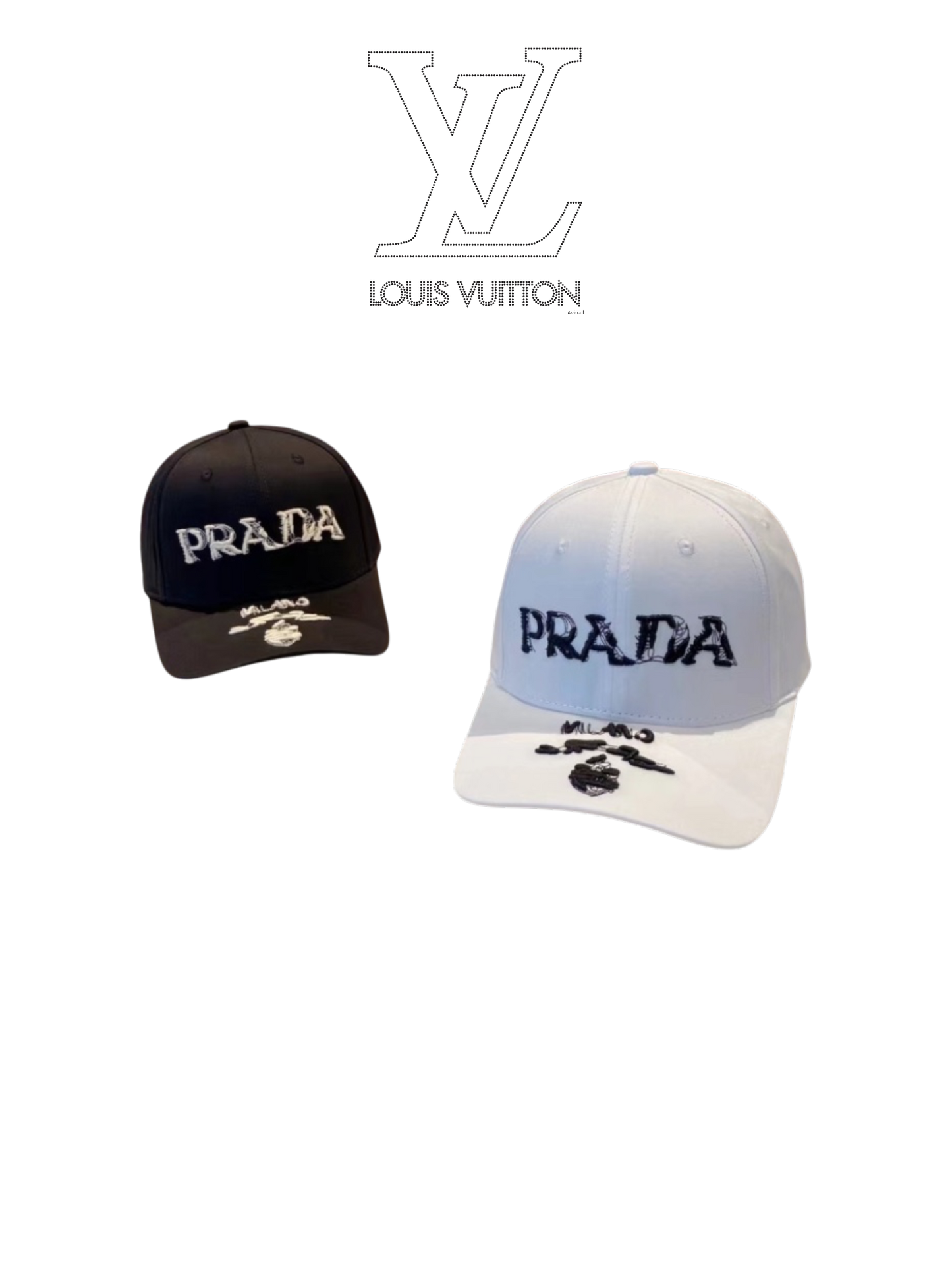PRADA EMBROIDERED LOGO BASEBALL CAP – BLACK / WHITE – 1:1 HIGH END