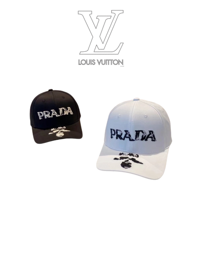 PRADA EMBROIDERED LOGO BASEBALL CAP – BLACK / WHITE – 1:1 HIGH END