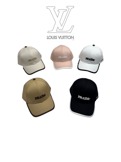 PRADA EMBROIDERED LOGO BASEBALL CAP – CREAM / PINK / WHITE / BEIGE / BLACK  – 1:1 HIGH END