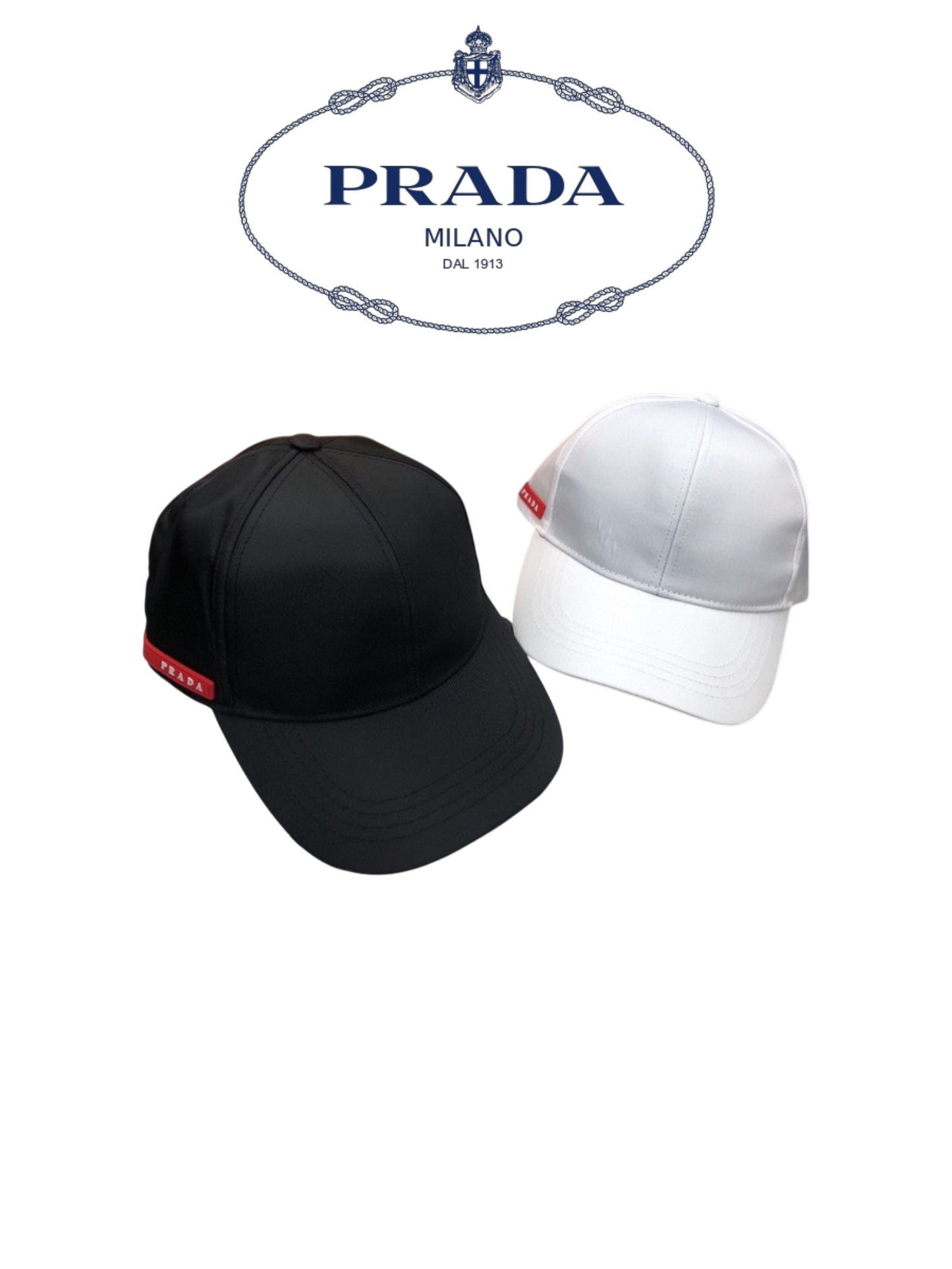PRADA LINEA ROSSA NYLON BASEBALL CAP – WHITE / BLACK– 1:1 HIGH END