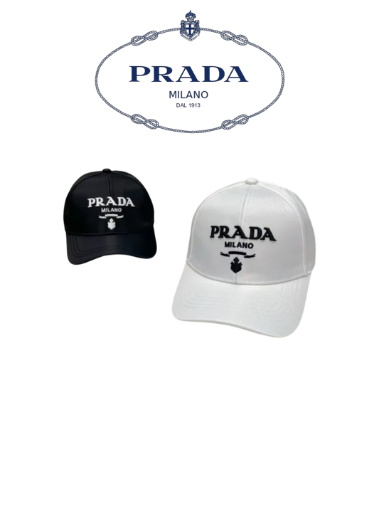PRADA RE-NYLON LOGO BASEBALL CAP – BLACK / WHITE – FULL SET – 1:1 HIGH END