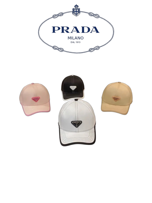 PRADA CONTRASTING STITCH BASEBALL CAP – PINK / BLACK / BEIGE / WHIT – 1:1 HIGH END