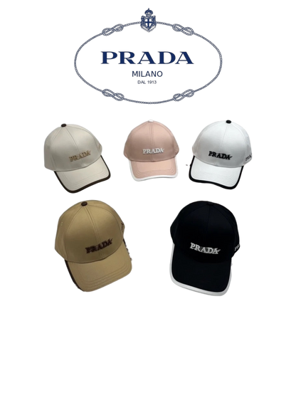 PRADA EMBROIDERED LOGO BASEBALL CAP – CREAM / PINK / WHITE / BEIGE / BLACK – 1:1 HIGH END