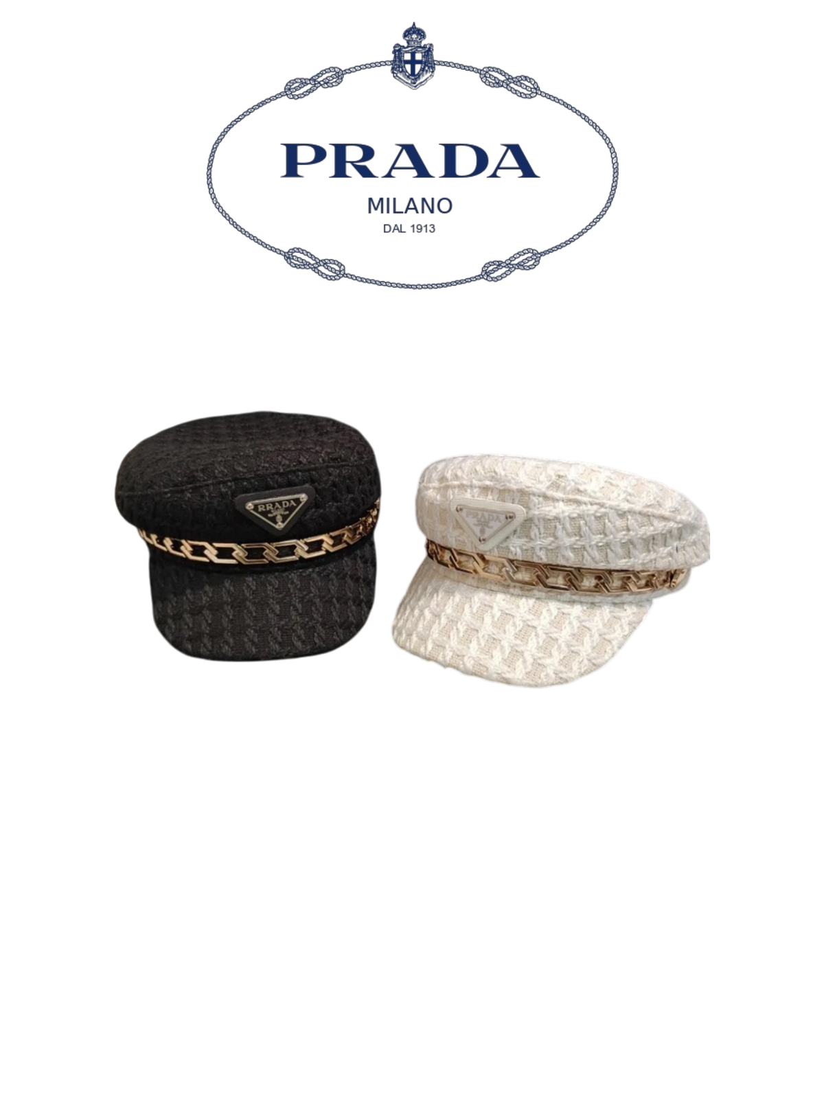 PRADA TRIANGLE CHAIN KNIT CAP – 1:1 HIGH END