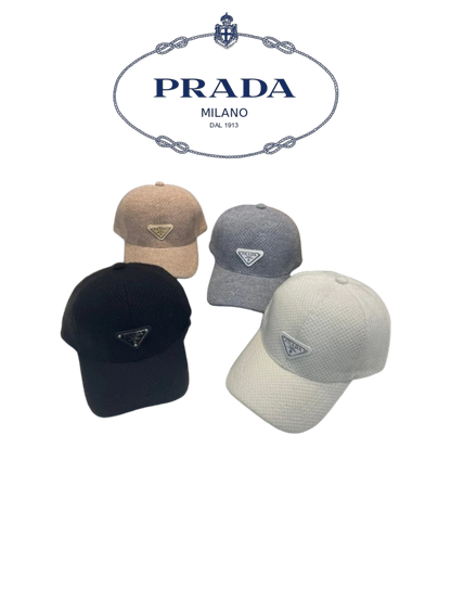 PRADA TEXTURED KNIT TRIANGLE LOGO CAP – 1:1 HIGH END