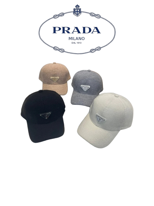 PRADA TEXTURED KNIT TRIANGLE LOGO CAP – 1:1 HIGH END