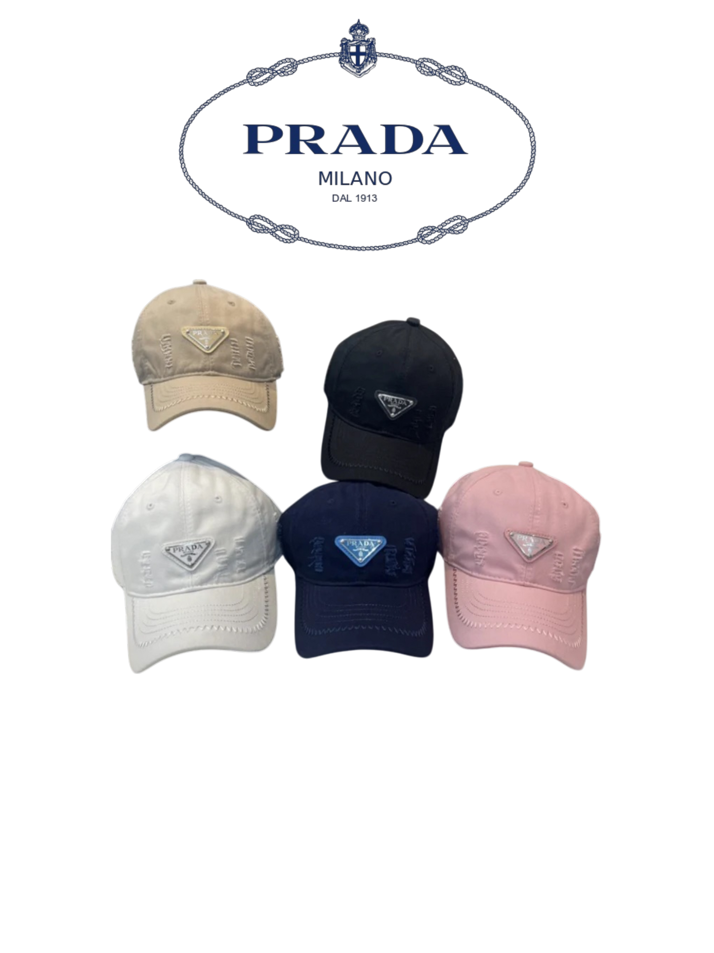 PRADA DISTRESSED DENIM BASEBALL CAP – 1:1 HIGH END