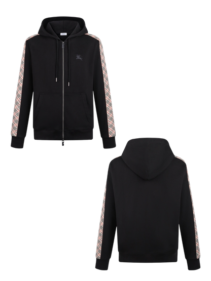 BURBERRY 26FW EMBROIDERED CHECK DETAILING COTTON ZIP-UP HOODI – HIGH END