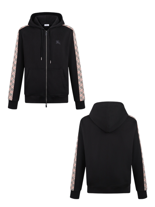 BURBERRY 26FW EMBROIDERED CHECK DETAILING COTTON ZIP-UP HOODI – HIGH END