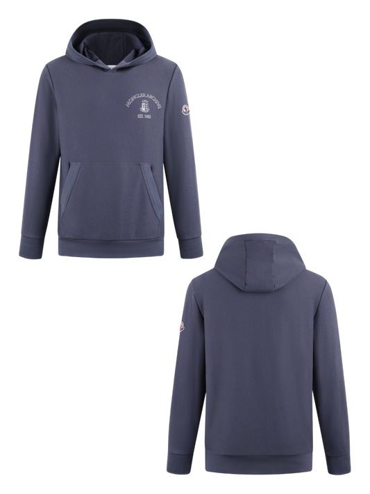 MONCLER 26FW ARCHIVE PRINTED & EMBROIDERED LOGO COTTON HOODED SWEATSHIRT – HIGH END