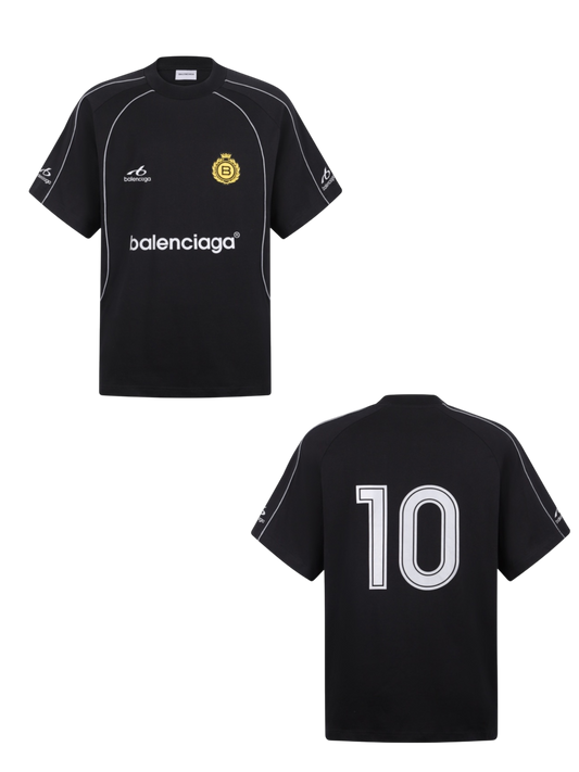 BALENCIAGA 26FW SOCCER EMBROIDERED & PRINTED LOOSE T-SHIRT – HIGH END