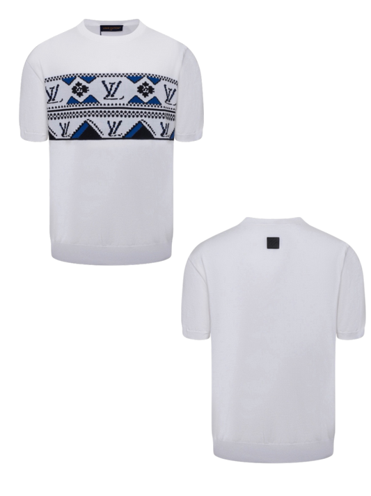 LOUIS VUITTON 26FW FAIR ISLE GEOMETRIC INTARSIA SHORT-SLEEVE KNIT – HIGH END