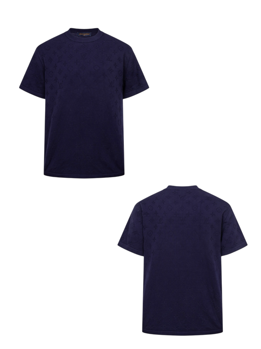 LOUIS VUITTON 26FW ALL-OVER EMBOSSED MONOGRAM KNIT SHORT-SLEEVE – PURPLE – HIGH END