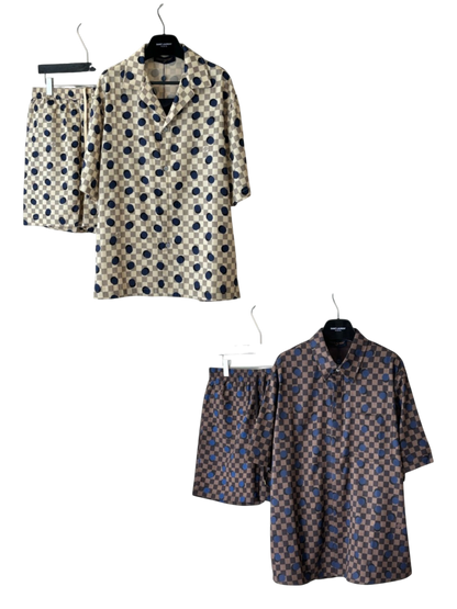 LOUIS VUITTON DAMIER POLKA DOT SILK SHIRT & SHORTS SET– 1:1 HIGH END