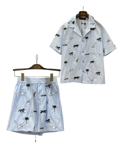 LOUIS VUITTON 26FW ANIMAL STRIPE SHORT SLEEVE SHIRT & SHORTS SET – 1:1 HIGH END