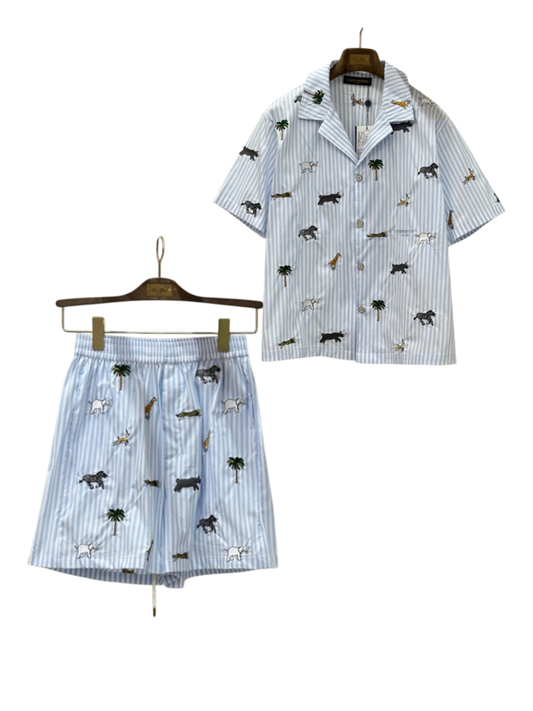 LOUIS VUITTON 26FW ANIMAL STRIPE SHORT SLEEVE SHIRT & SHORTS SET – 1:1 HIGH END
