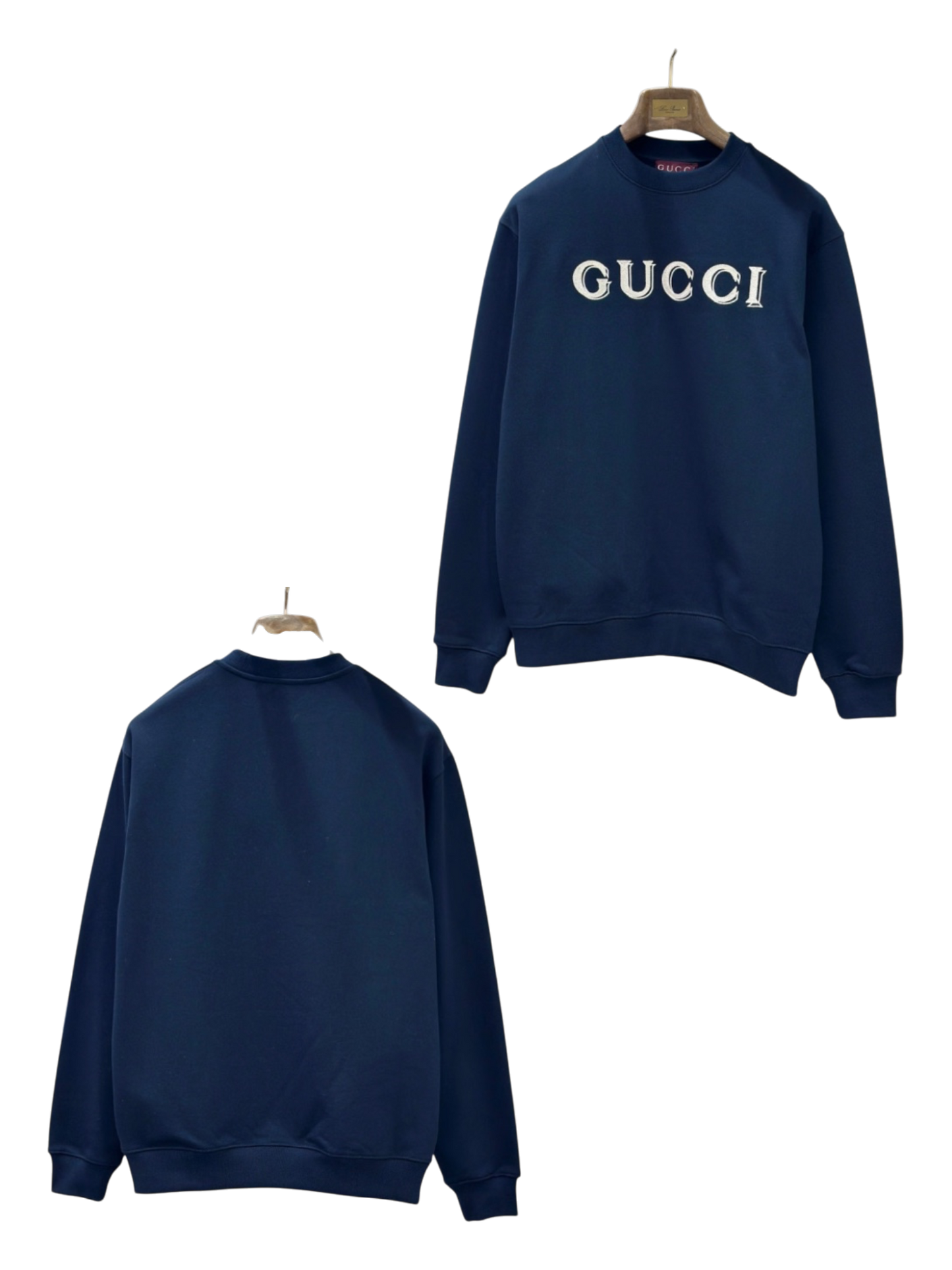 GUCCI 26FW EMBROIDERED LOGO COTTON CREWNECK SWEATSHIRT – 1:1 HIGH END