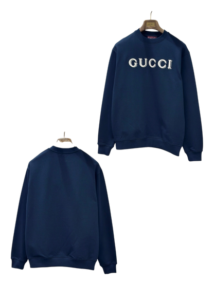GUCCI 26FW EMBROIDERED LOGO COTTON CREWNECK SWEATSHIRT – 1:1 HIGH END