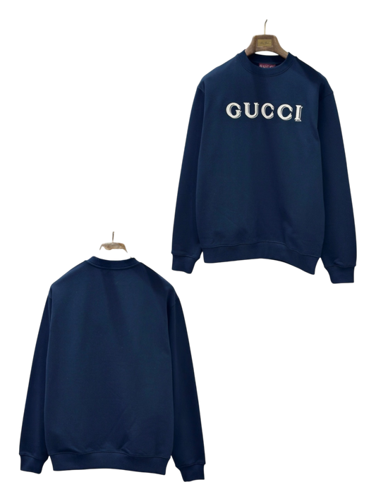 GUCCI 26FW EMBROIDERED LOGO COTTON CREWNECK SWEATSHIRT – 1:1 HIGH END