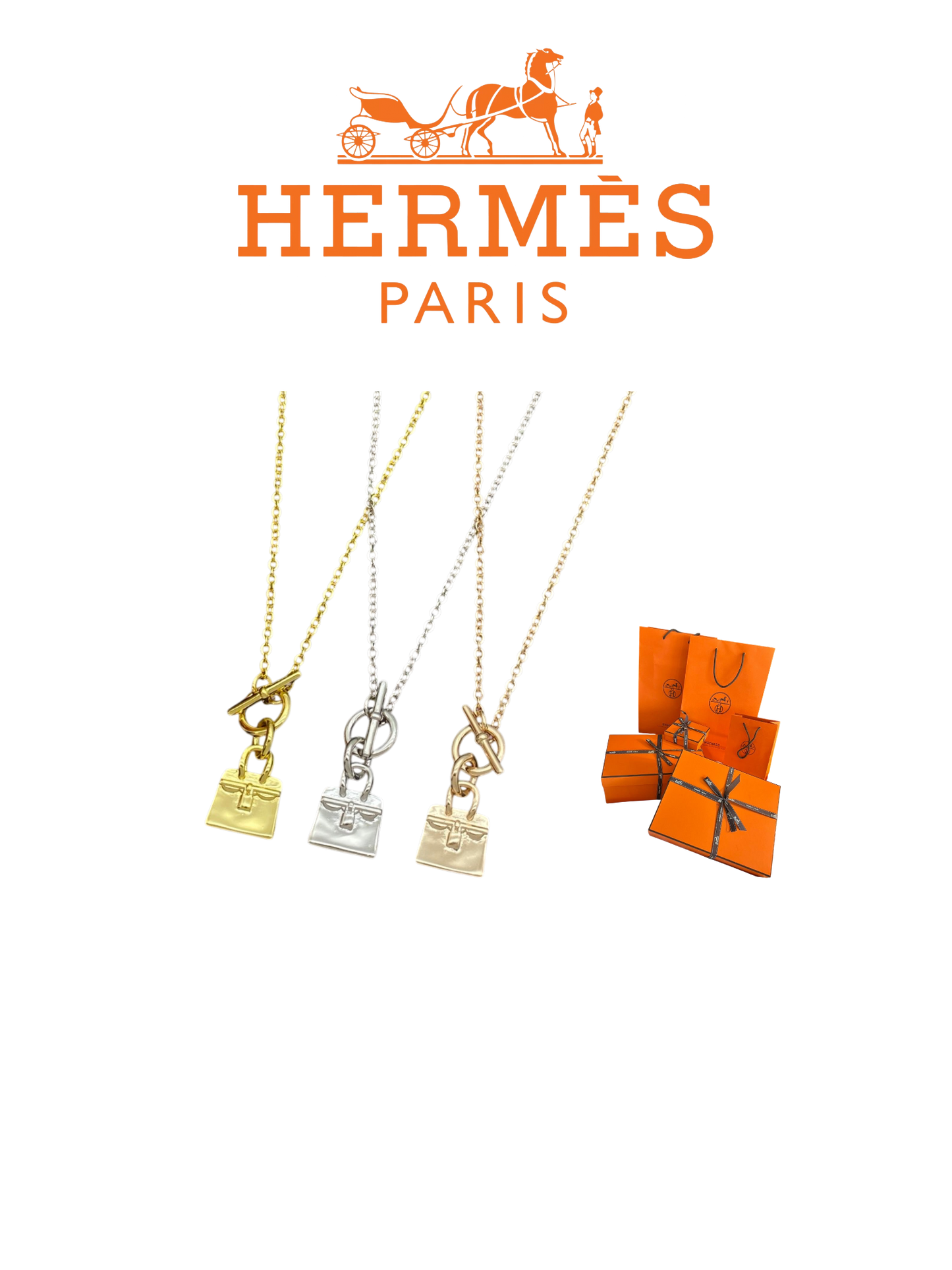 HERMÈS AMULETTES BIRKIN PENDANT NECKLACE – Full Set - 1:1 HIGH END