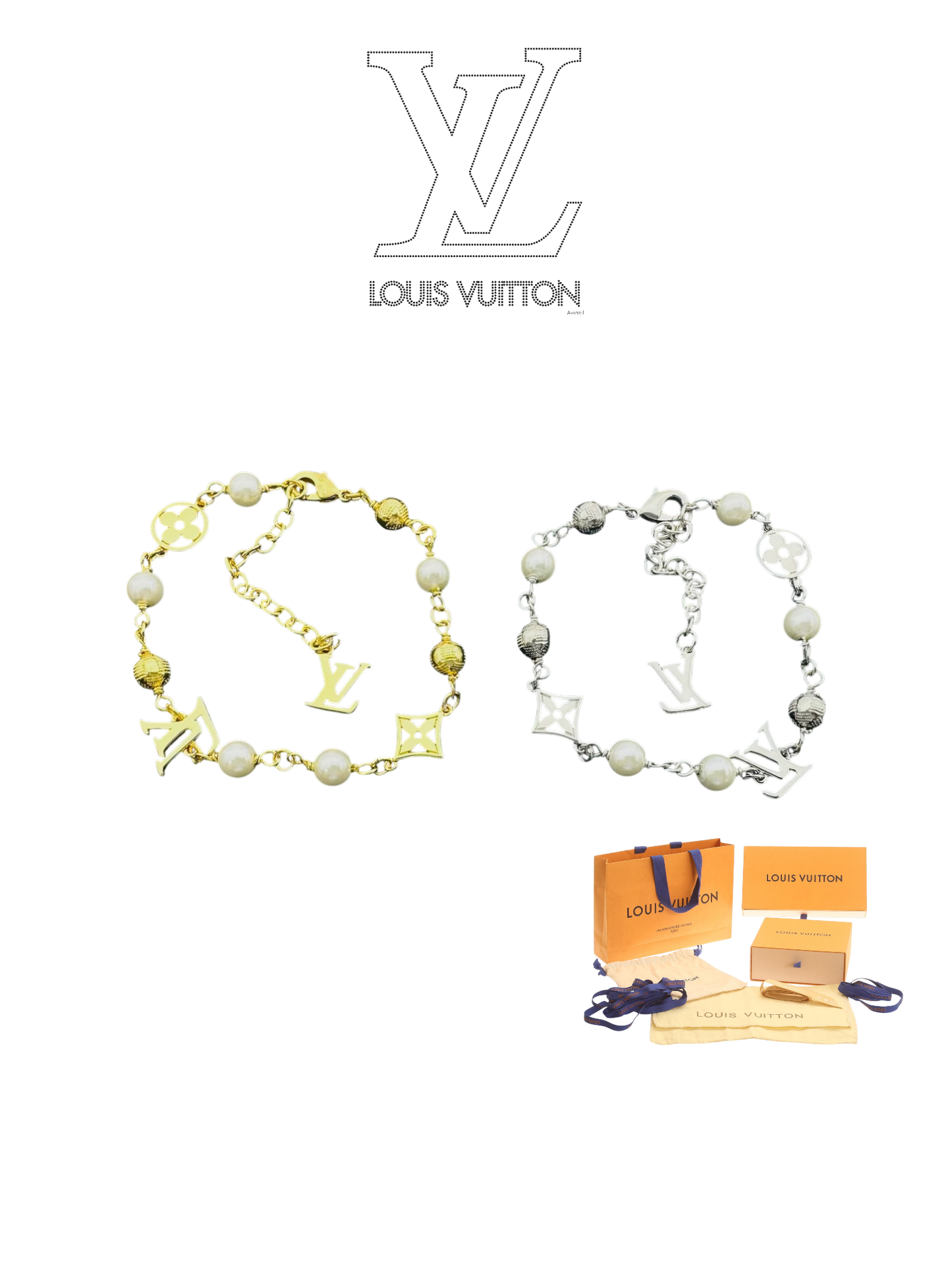 LOUIS VUITTON PEARL MONOGRAM BRACELET – Full Set - 1:1 HIGH END
