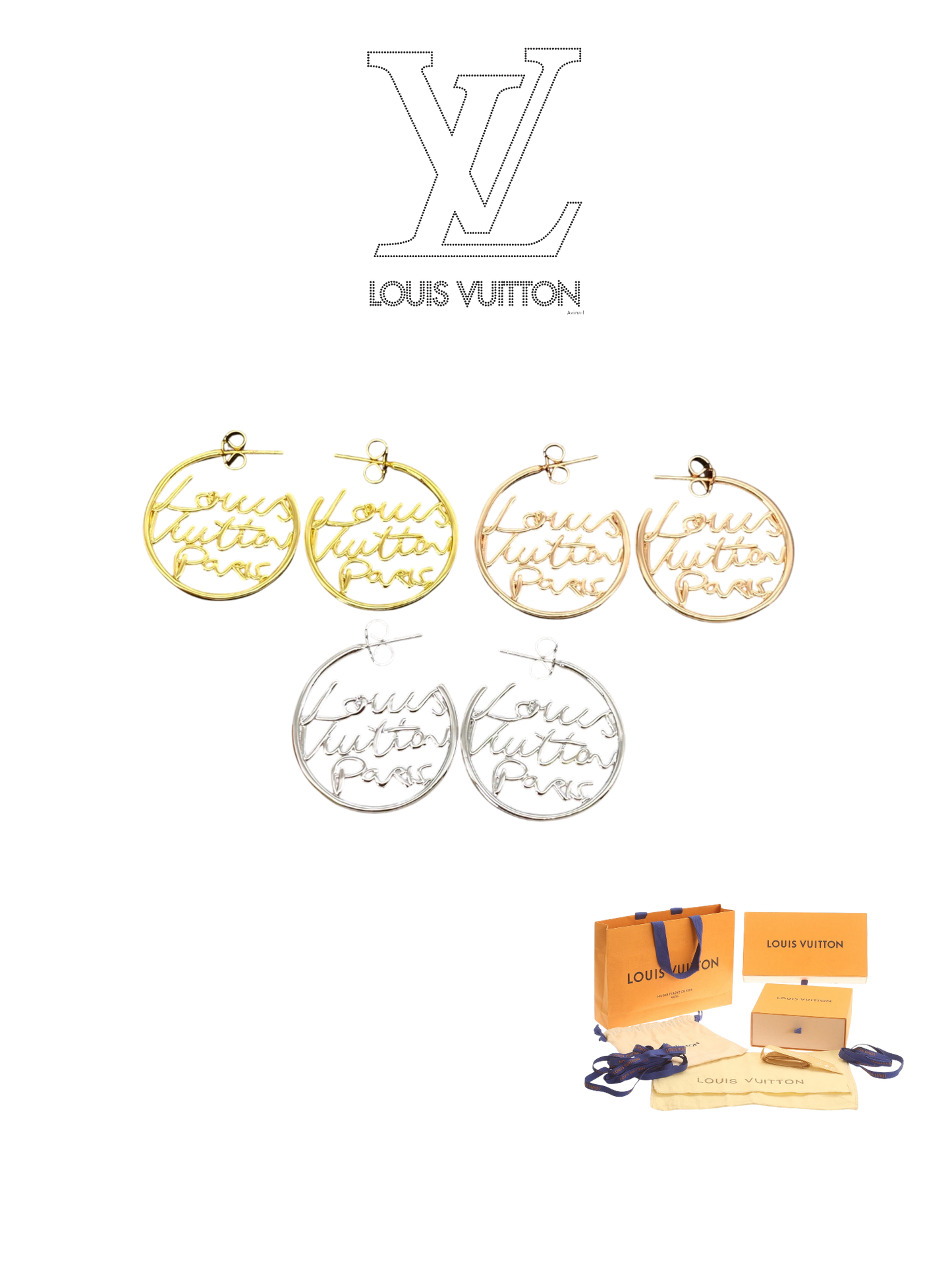 LOUIS VUITTON LV SCRIPT HOOPS – FULL SET – 1:1 HIGH END