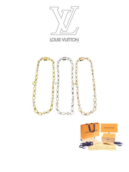 LOUIS VUITTON PEARL CHAIN NECKLACE – Full Set - 1:1 HIGH END