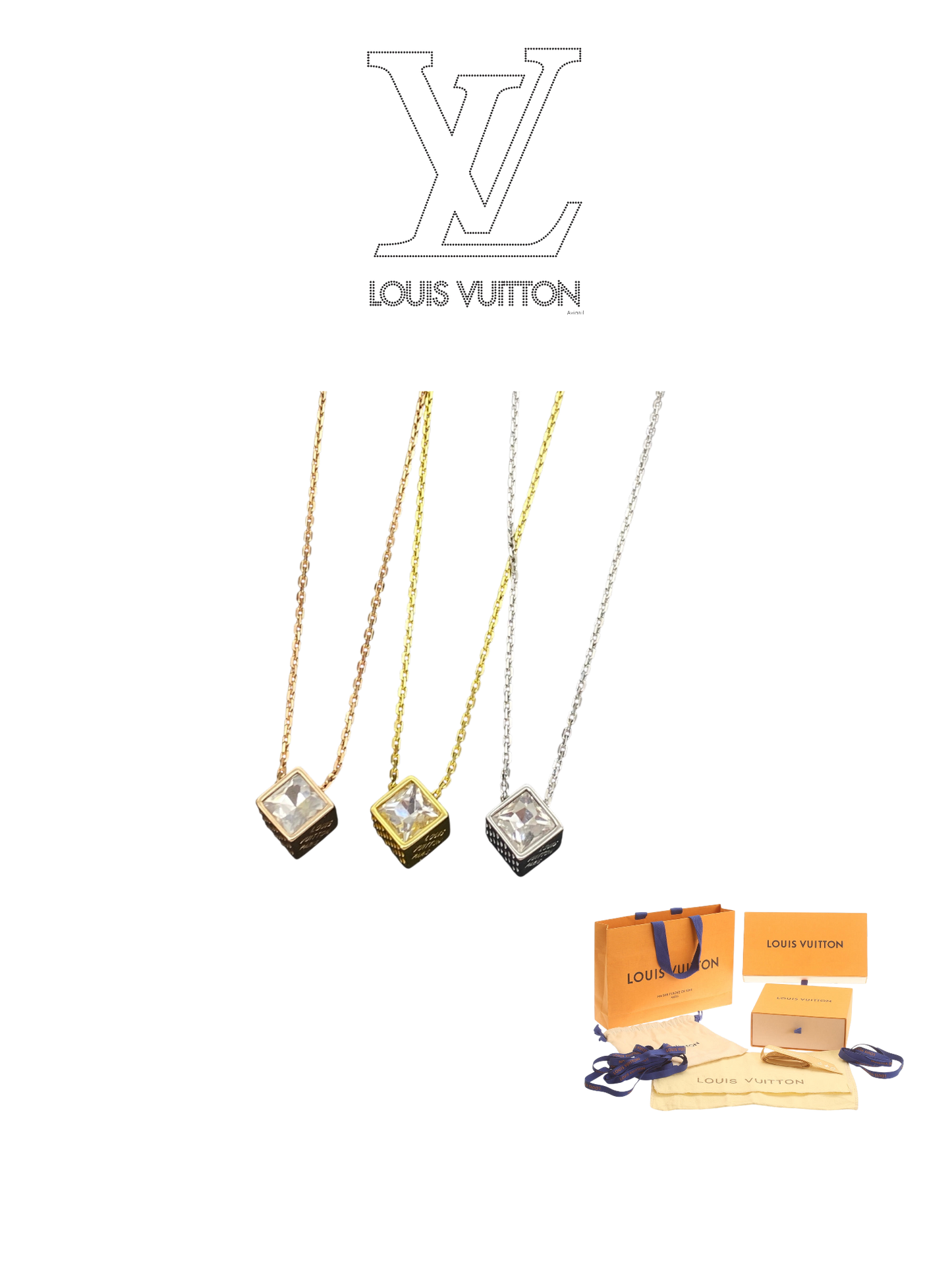 LOUIS VUITTON LV CUBE NECKLACE – FULL SET - 1:1 HIGH END