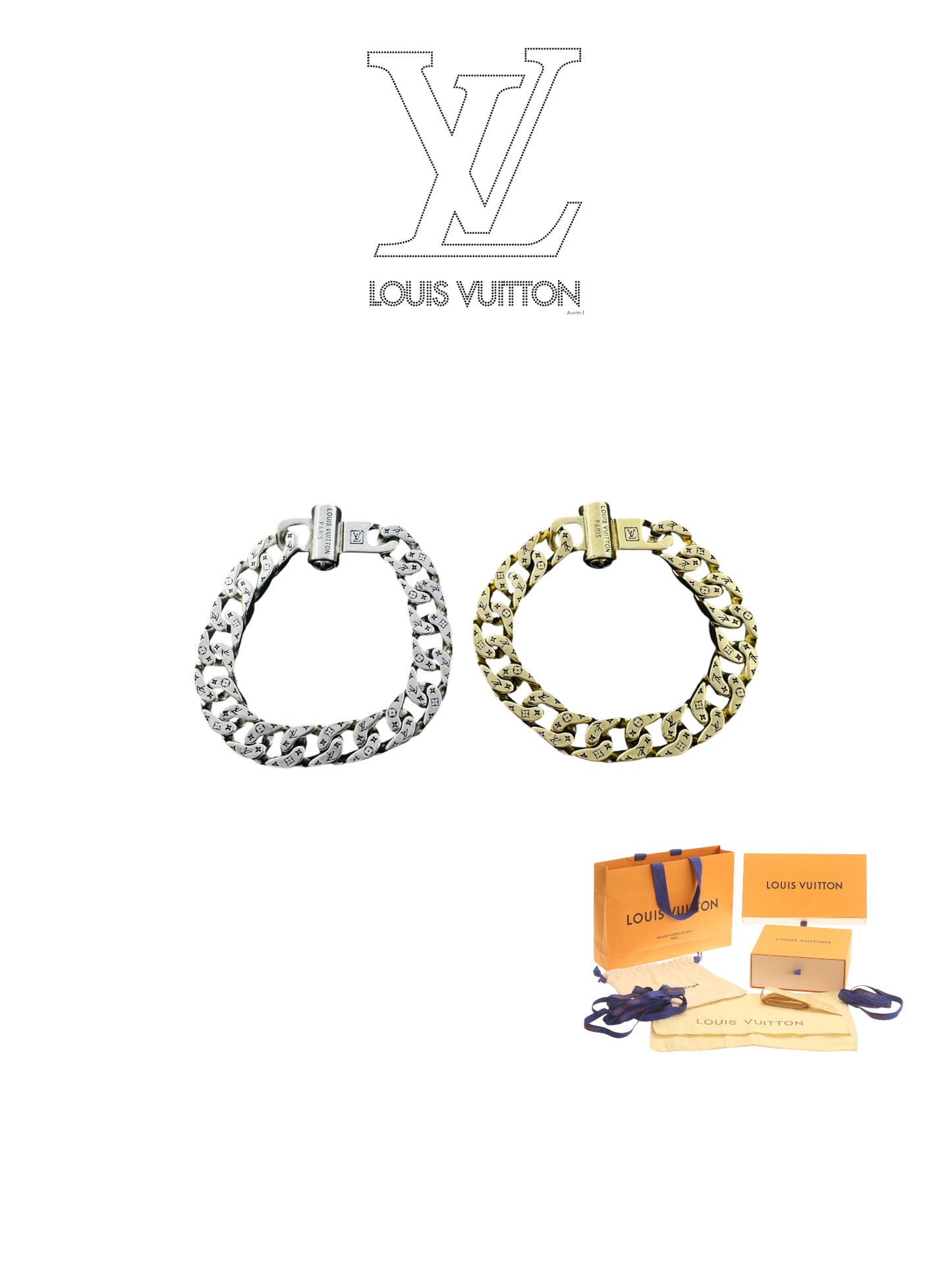LOUIS VUITTON LV MONOGRAM CHAIN BRACELET – Full Set - 1:1 HIGH END