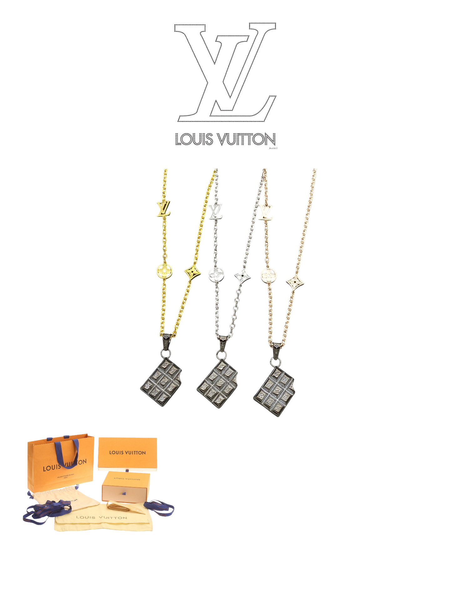 LOUIS VUITTON MONOGRAM TAG NECKLACE – Full Set - 1:1 HIGH END