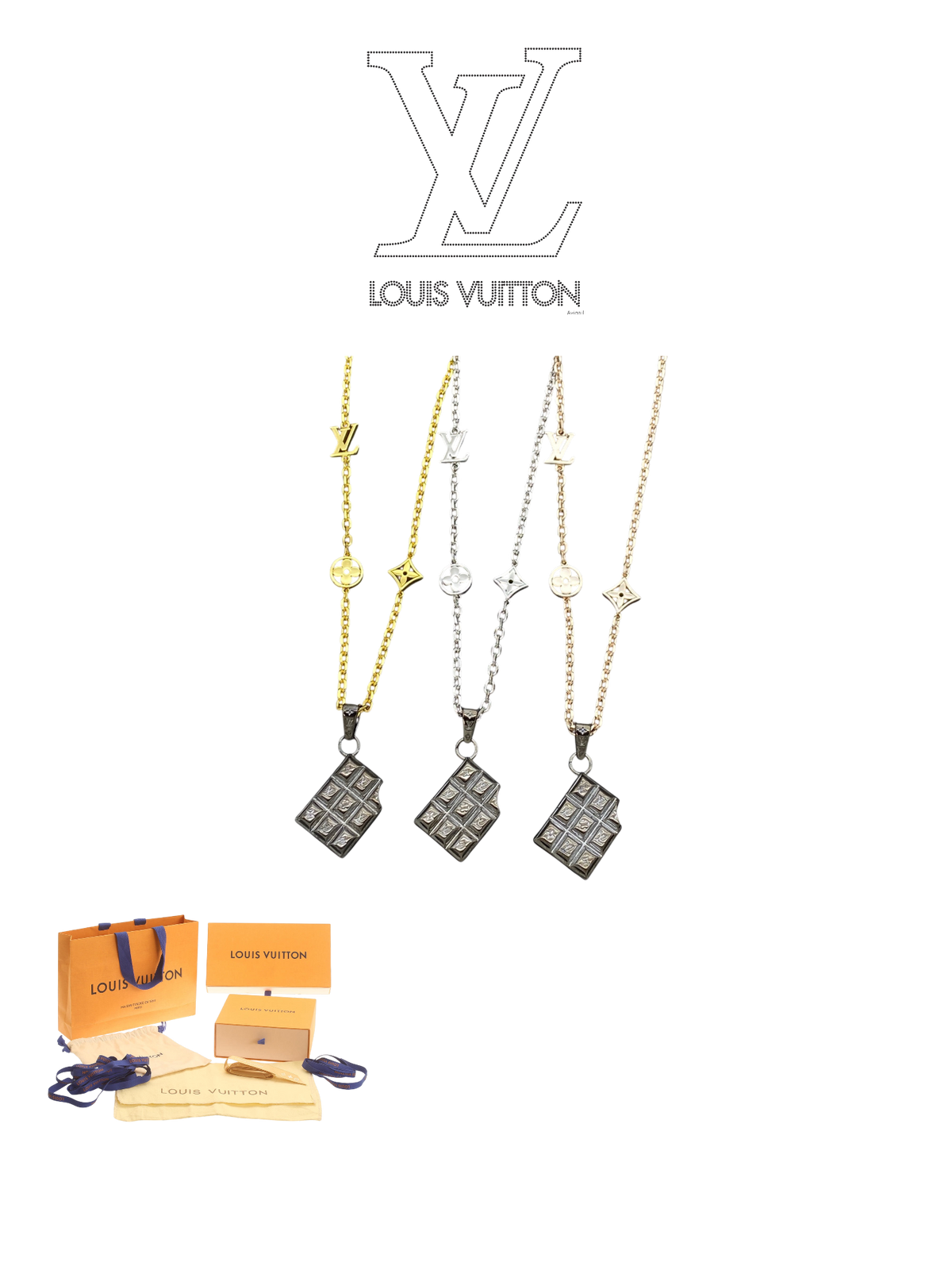 LOUIS VUITTON MONOGRAM TAG NECKLACE – Full Set - 1:1 HIGH END