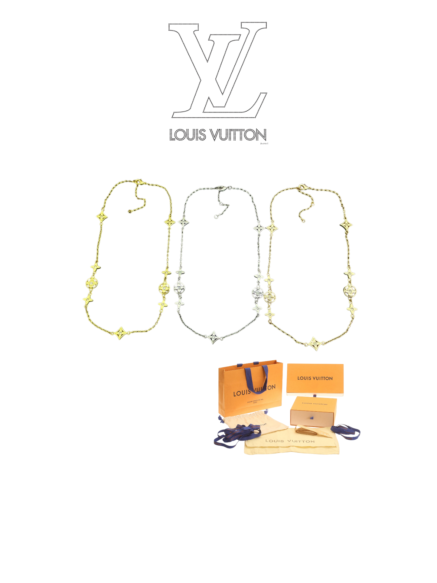LOUIS VUITTON MONOGRAM CRYSTAL NECKLACE – Full Set - 1:1 HIGH END