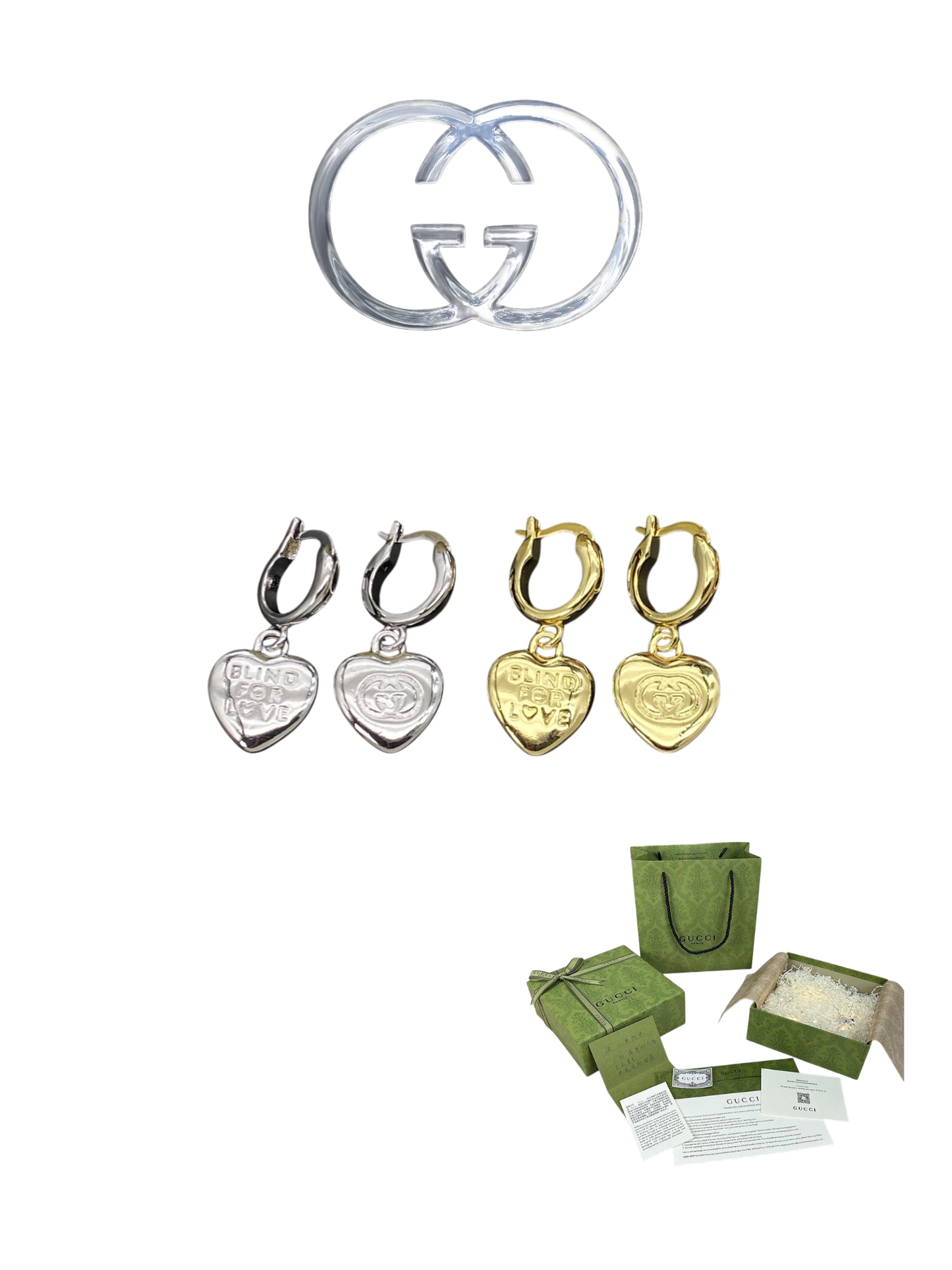 GUCCI BLIND FOR LOVE EARRINGS – Full Set - 1:1 HIGH END