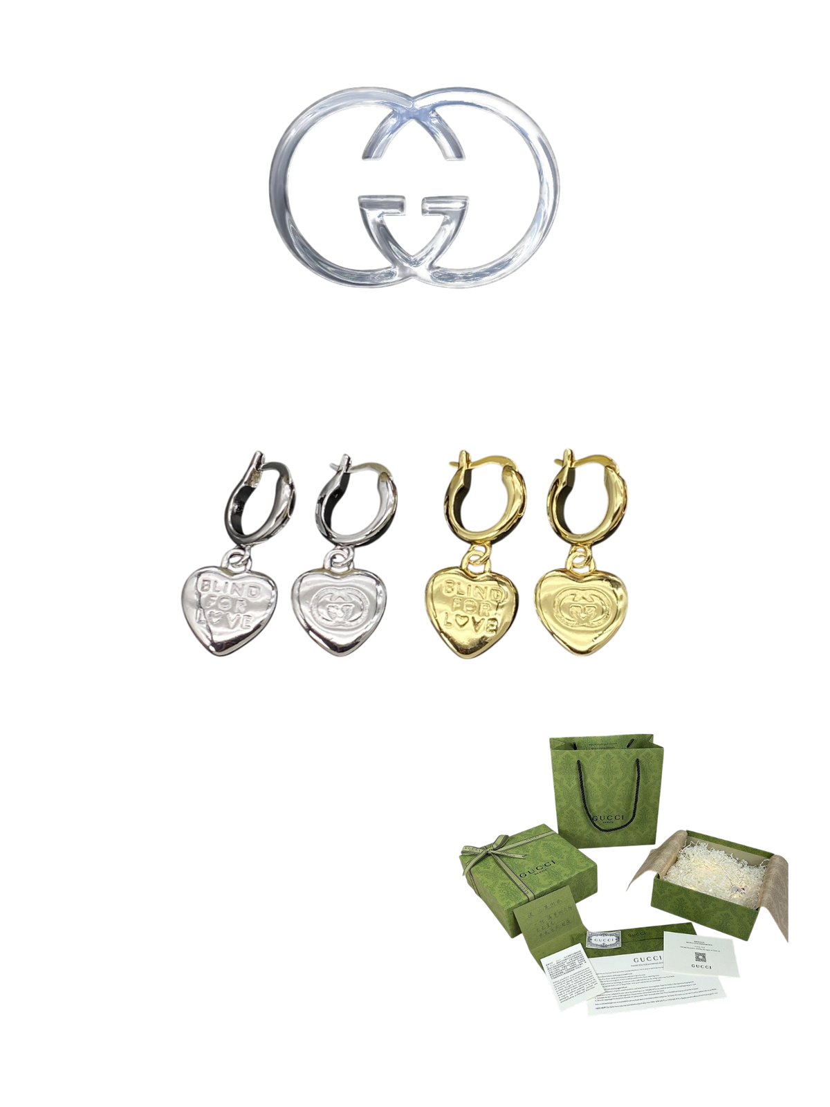 GUCCI BLIND FOR LOVE EARRINGS – Full Set - 1:1 HIGH END