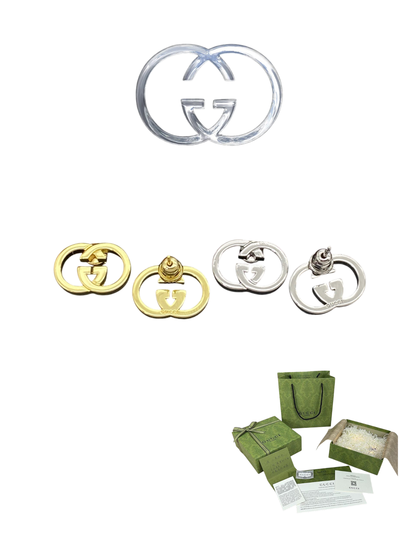 GUCCI INTERLOCKING G STUD EARRINGS – Full Set - 1:1 HIGH END