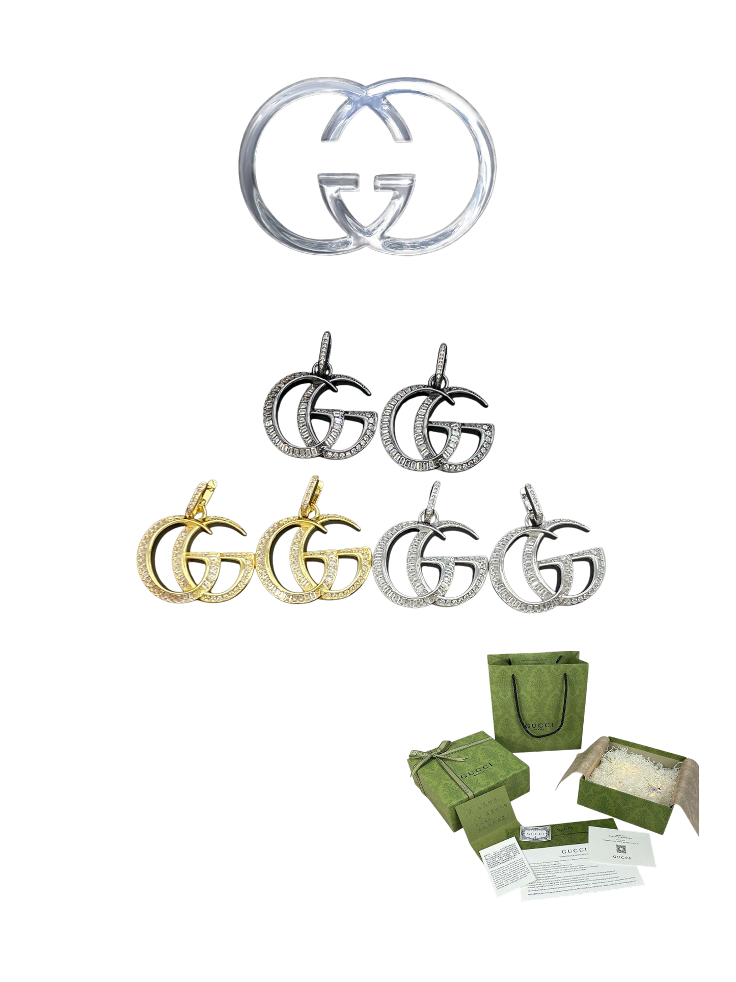 GUCCI GG MARMONT CRYSTAL EARRINGS – Full Set - 1:1 HIGH END