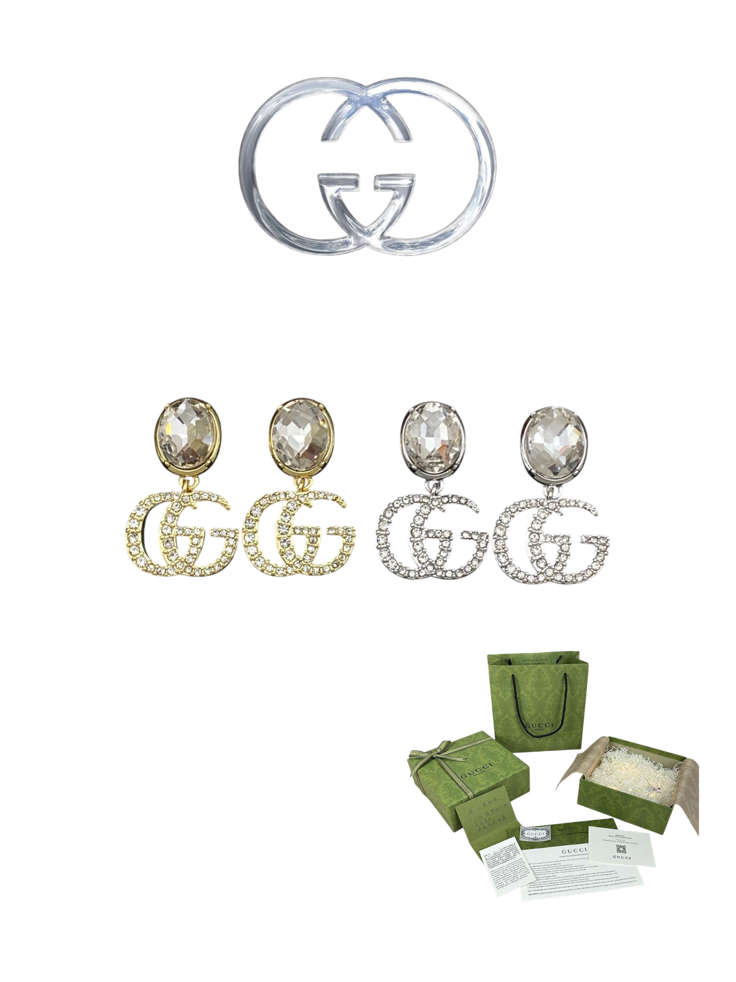 GUCCI CRYSTAL DOUBLE G EARRINGE – FULL SET - 1:1 HIGH END