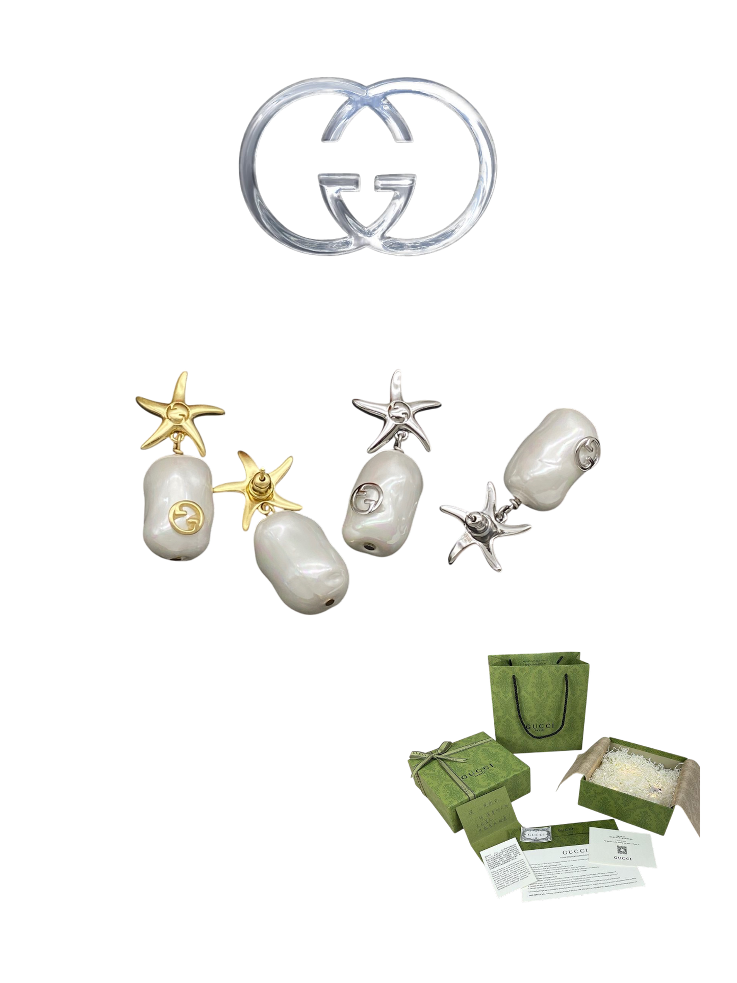 GUCCI STARFISH PEARL EARRINGS – FULL SET - 1:1 HIGH END