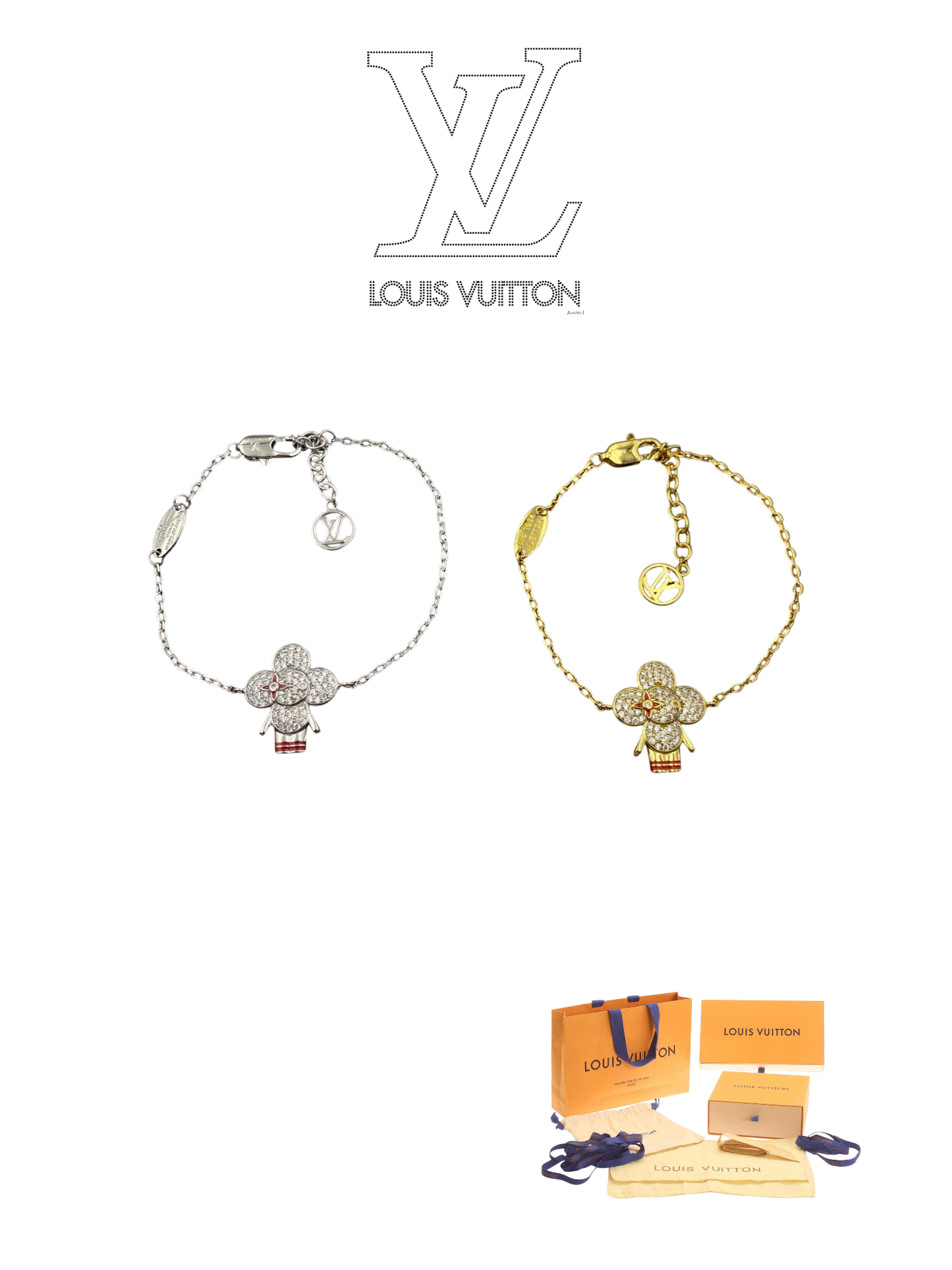LOUIS VUITTON VIVIENNE CRYSTAL BRACELET – FULL SET – 1:1 HIGH END