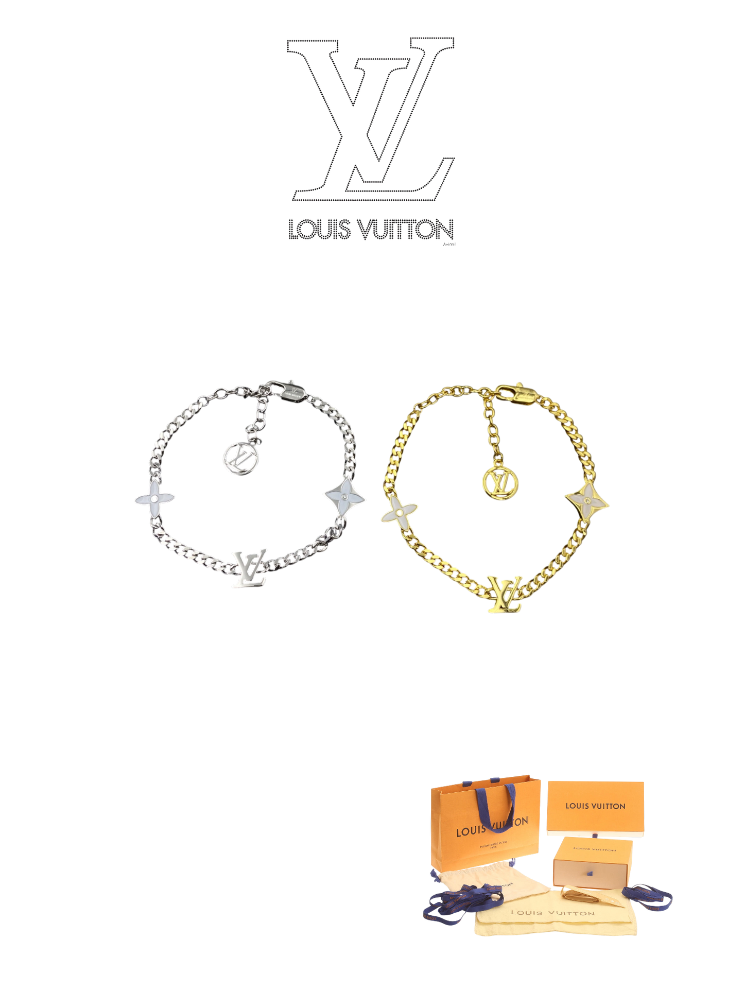 LOUIS VUITTON MONOGRAM FLOWER CHAIN BRACELET – FULL SET – 1:1 HIGH END