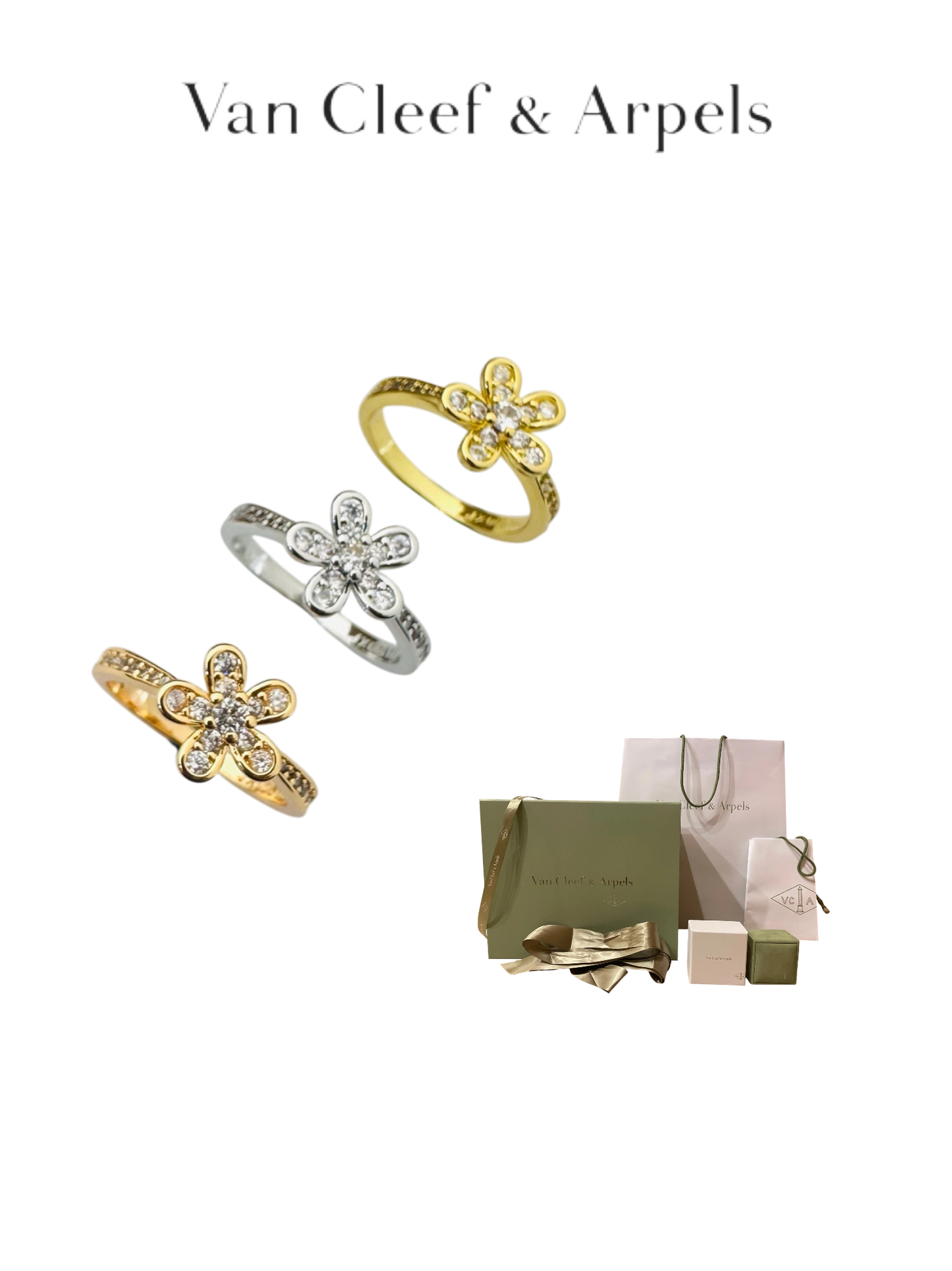 VAN CLEEF & ARPELS SWEET ALHAMBRA FLOWER RING – FULL SET – 1:1 HIGH END