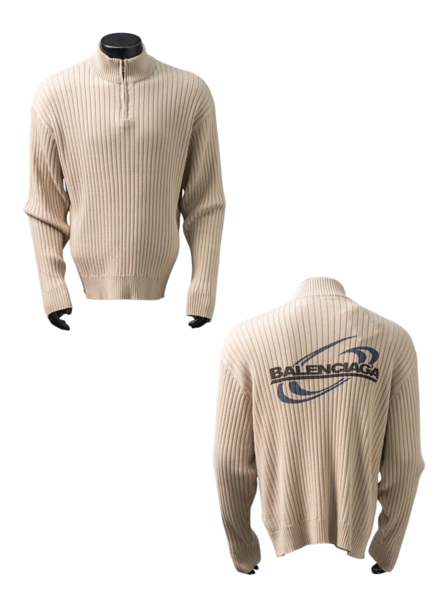 BALENCIAGA 26FW BLCG WAVE LOGO HALF-ZIP KNIT SWEATER – 1:1 HIGH END