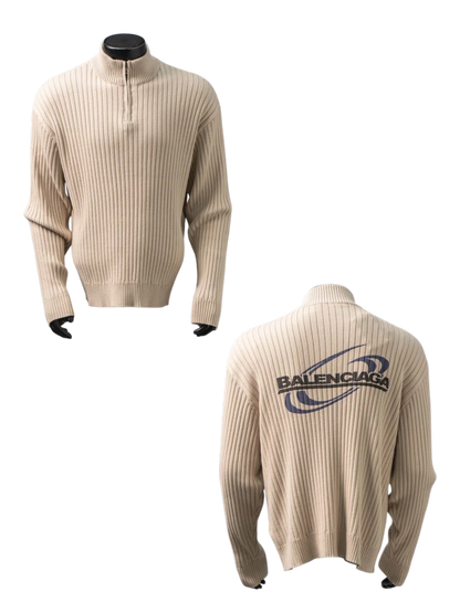 BALENCIAGA 26FW BLCG WAVE LOGO HALF-ZIP KNIT SWEATER – 1:1 HIGH END